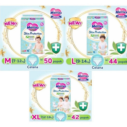 Merries Pants Skin Protection S34/M30/L26/XL22/M50/L44/XL42 - Diapers Celana