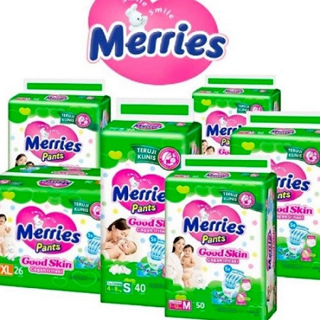 Merries Pants Good Skin NBS40/M34/L30/XL26/XXL18 - Diapers Celana