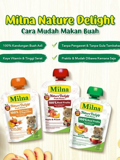 Milna Nature Delight Fruit Pure 80gr - Sari Buah Makanan Bayi