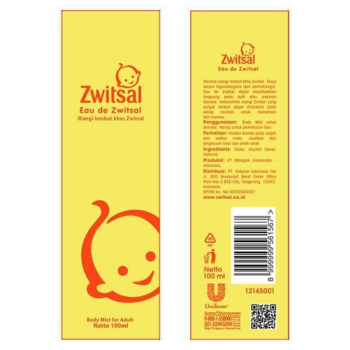 Zwitsal Eau De Toilette 100ml - Body Mist Baby