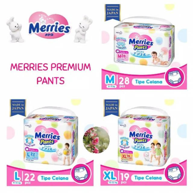 Merries Pants M28/L22/XL19 - Diapers Celana