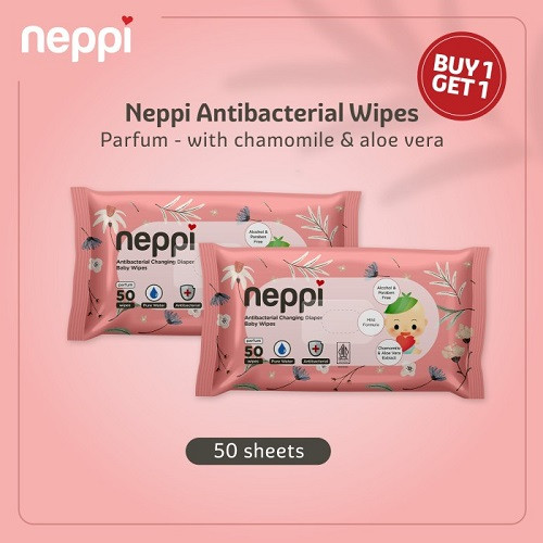 Neppi Pink Antibacterial Diaper Non Parfum - Tisu Basah Non Alkohol Buy 1 Get 1
