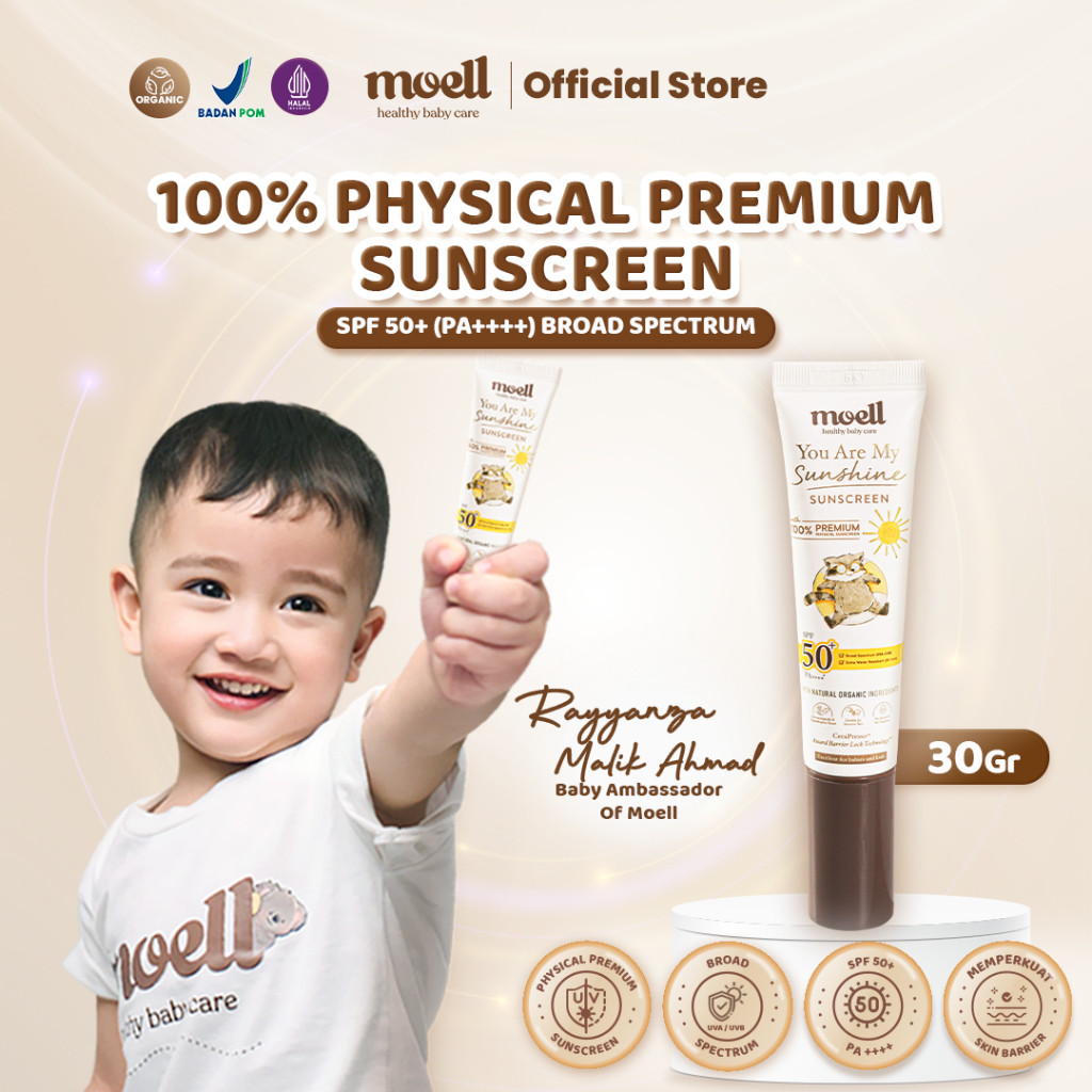 Moell Physical Sunscreen Anak & Bayi SPF 50+ (PA++++) 30 gr