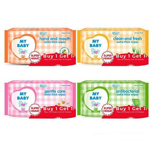 My Baby Wipes 50+50S Gentle Care/Antibacterial/Hand Mouth - Tisu Basah