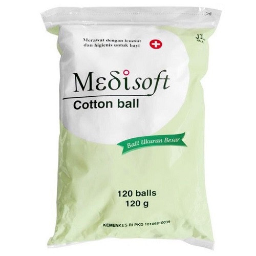 Medisoft Hijau Cotton Ball 120 - Kapas Bulat