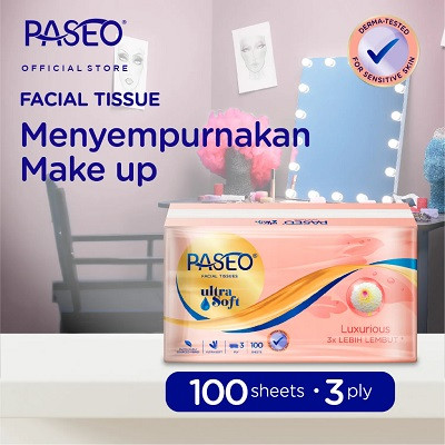 Paseo Ultra Soft Facial 40 Sheets/100 Sheets - Tisu Wajah