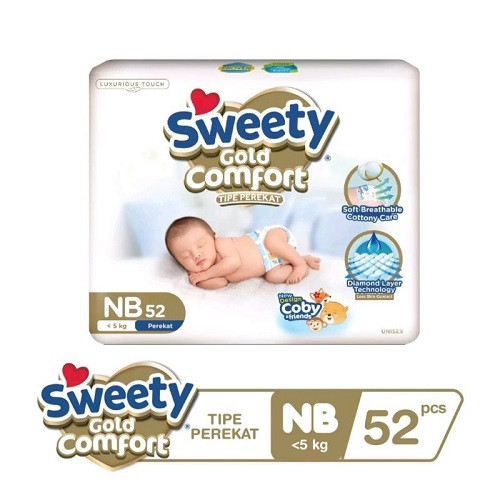 Sweety Open Comfort Gold NB52 - Popok Perekat Bayi