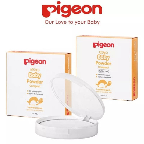 Pigeon Powder Cake Chamomile 45gr White/Refill - Bedak Padat Bayi