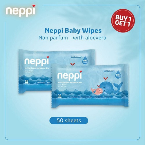 Neppi Baby Wipe Non Parfum 50pc - Tisu Basah Non Alkohol Buy 1 Get 1